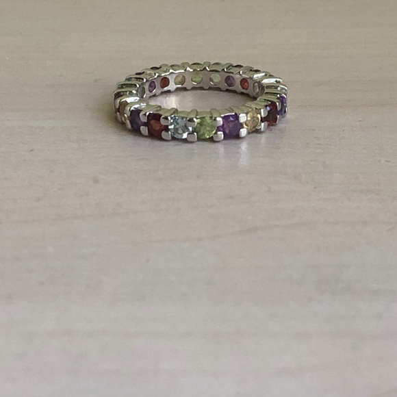 New Rainbow Gemstone Eternity Band Ring In Size 7 - Picture 1 of 5